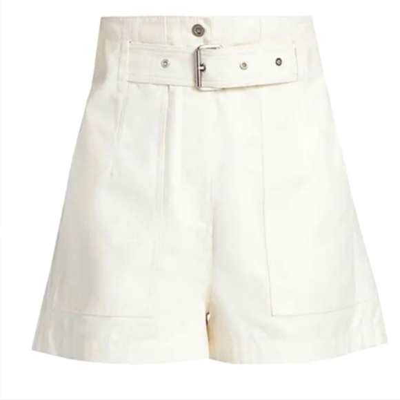 Phillip Lim Belted Cargo Ecru High Waisted Cotton Not Too Short Shorts - Picture 12 of 12